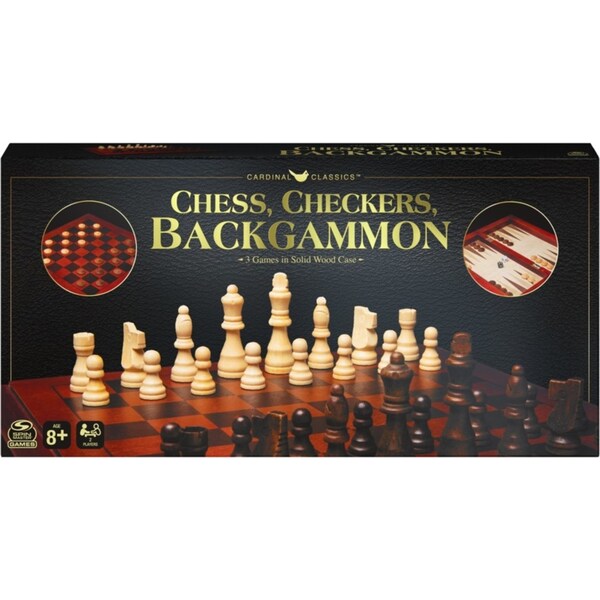 Classic Games Deluxe Backgammon Chess/Checker Fun Board Game Set 2-Player 3+