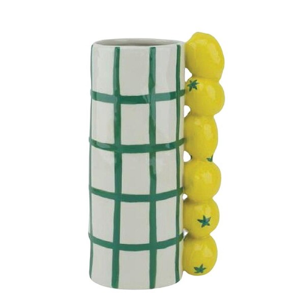 Urban Products 19cm Dolomite Tuscan Lemon Vase Home Garden Decor - Yellow