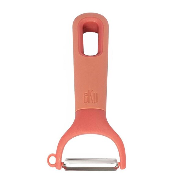 eKu Upcycle Soft Grip Kitchen Y Vegetable Peeler w/ Cover - Salmon Pink