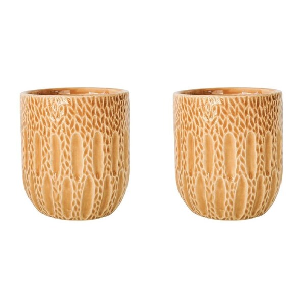 2x Urban Products The Dash Pot Planter Garden Decor Planting Box Mustard 13cm