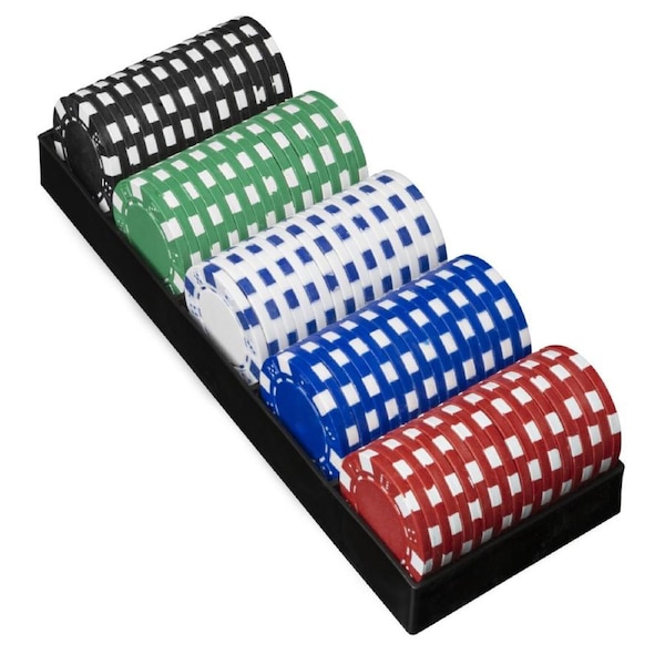 100pc Classic Games 11.5gm Poker Chips Set w/Rack Family Play 2-10 Player 3+