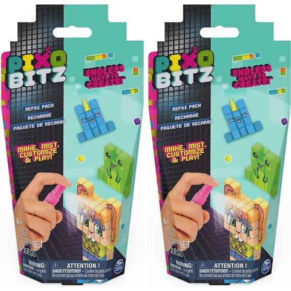 2x Spin Master Pixobitz Refill Pack Pixel Blocks Build Set Kids Toy Assorted 6+