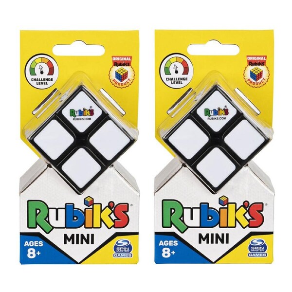 2x Spin Master Rubik's Mini Cube 2x2 Rubic Twist Solve/Brain Teaser Kids Toy 7+