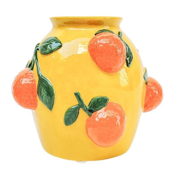 Urban Products Tuscan Orange Home Garden Decor Flower Display Vase Yellow 14cm