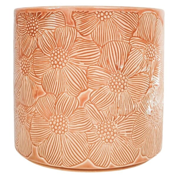 Urban Products Etched Flower Pattern Planter Home Garden Decor Salmon 17cm