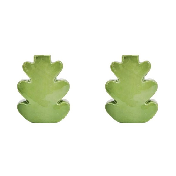2x Urban Products Alice Leaf Themed Retro Style Home Decor Vase Green 18cm