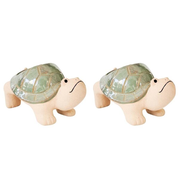 2x Urban Products Turtle Themed Pot Planter Pot Hanger Home Decor Sage 21cm