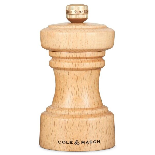 Cole & Mason Hoxton Natural Beech Wood Kitchen Salt Mill Grinder 104mm