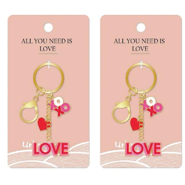 2x Urban Products Love Decorative Keyring/Keychain Accessory Pink/White 12cm