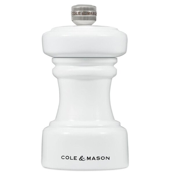 Cole & Mason Hoxton White Gloss Kitchen Salt Mill Seasoning Grinder 104mm