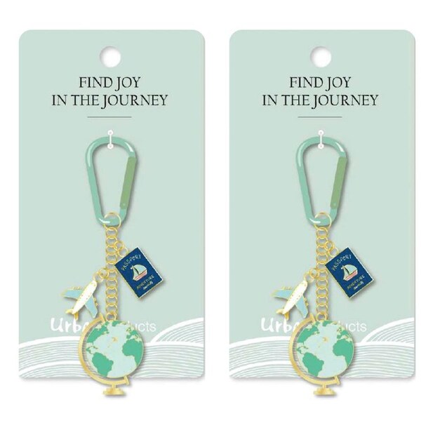 2x Urban Products Travel w/ Carabiner Decorative Keyring Accessory Green 12cm