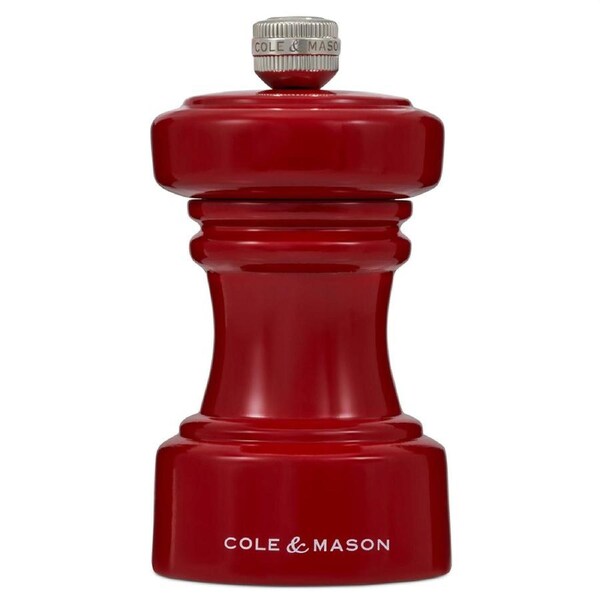 Cole & Mason Hoxton Red Gloss Kitchen Pepper Mill Seasoning Grinder 104mm
