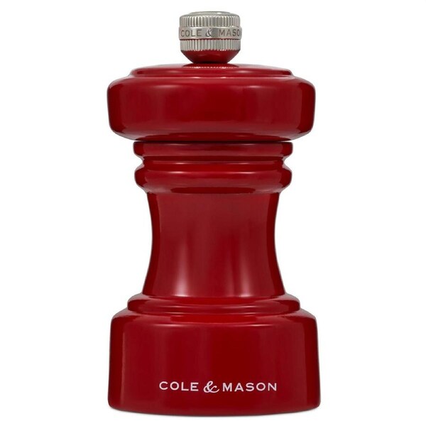 Cole & Mason Hoxton Red Gloss Kitchen Salt Mill Seasoning Grinder 104mm