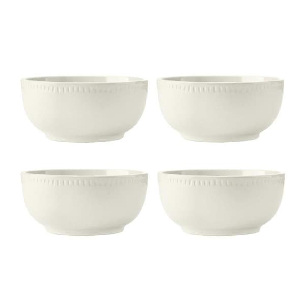 4pc Mikasa Cranborne Stoneware Everyday Dining Cereal Bowl Set, 15cm - Cream