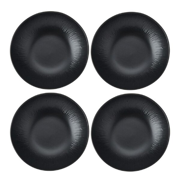 4pc Mikasa Jardin Midnight Stoneware Everyday Dining Pasta Bowl Set, 20cm