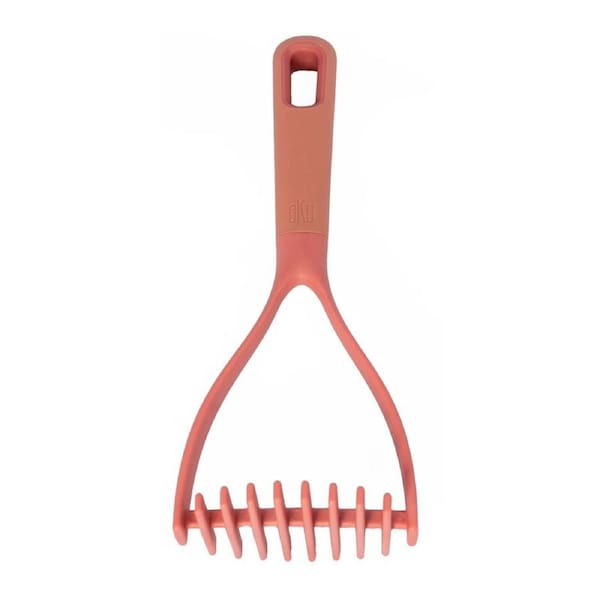 eKu Upcycle Soft Grip Kitchen Potato/Vegetable Masher Press - Salmon Pink
