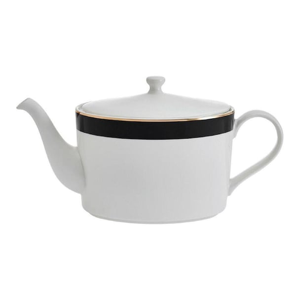 Mikasa Luxe Deco Kitchen China 4-Cup Teapot Jug Tableware, 1.1L, White