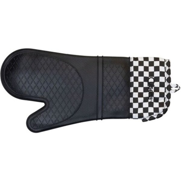 Cuisena Silicone & Fabric Kitchen Heat Resistant Oven Glove Mitt - Black Check