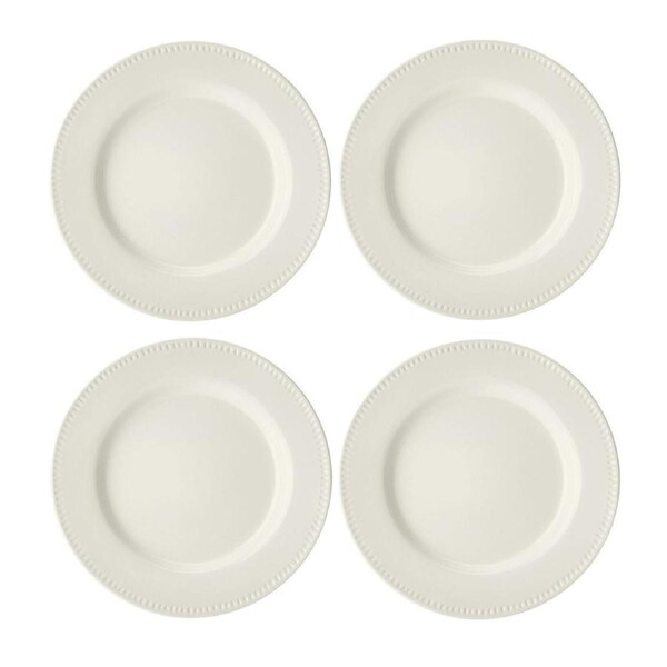 4pc Mikasa Cranborne Stoneware Everyday Dining Dinner Plate Set, 27cm - Cream