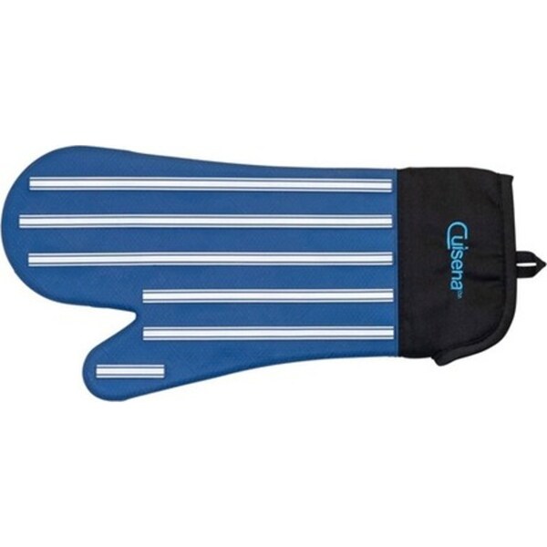 Cuisena Silicone & Fabric Kitchen Heat Resistant Oven Glove Mitt - Blue Stripe