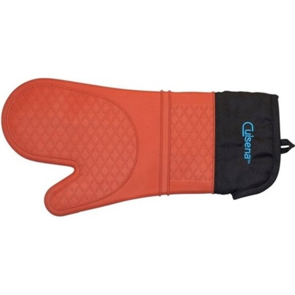 Cuisena Silicone & Fabric Kitchen Heat Resistant Oven Glove Mitt - Red