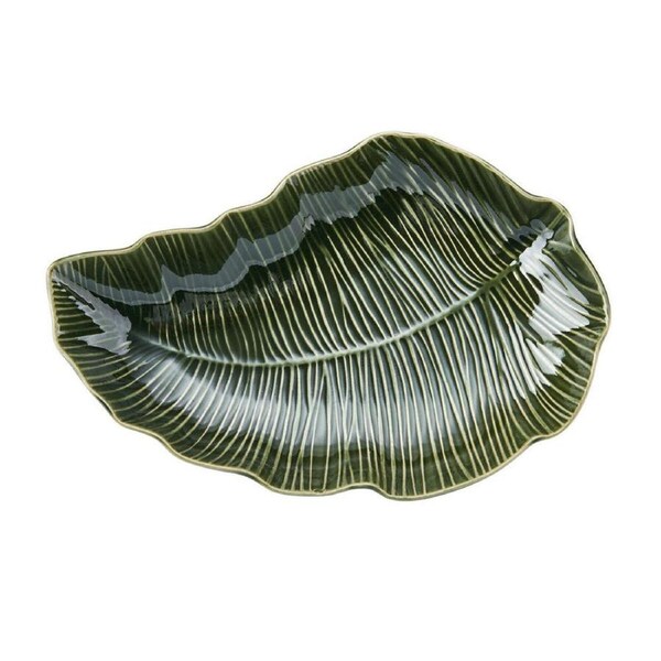 Mikasa Jardin Stoneware Everyday Dining Leaf Serving Bowl, 31.5cm - Green