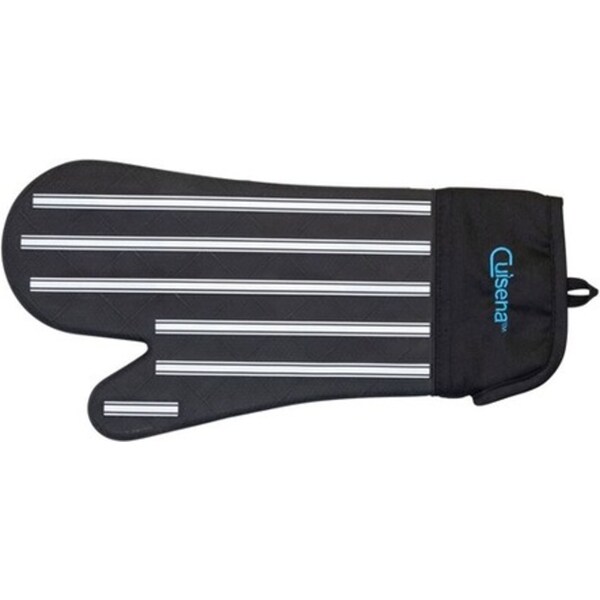 Cuisena Silicone & Fabric Kitchen Heat Resistant Oven Glove Mitt - Black Stripe