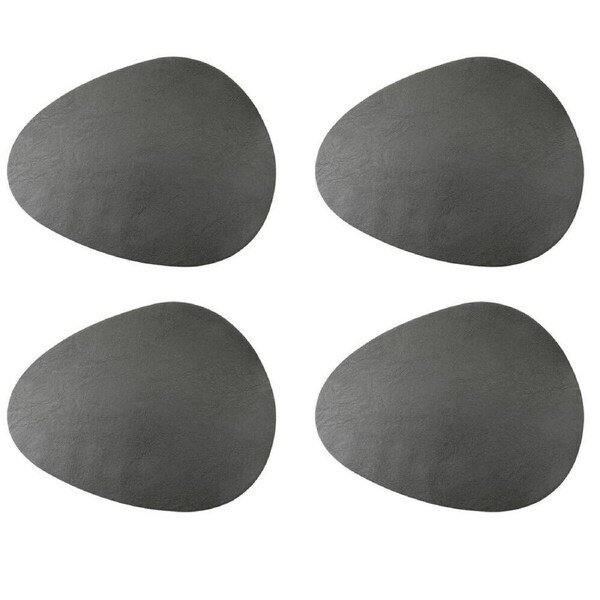 4pc Mikasa Curved Pebble-Shaped 38 x 30cm Kitchen Dining Placemats, Grey