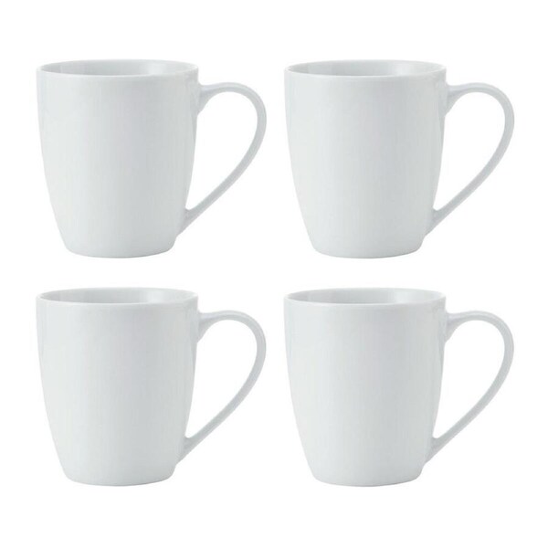4pc Mikasa Chalk Kitchen Tableware Porcelain Mug Set 380ml White