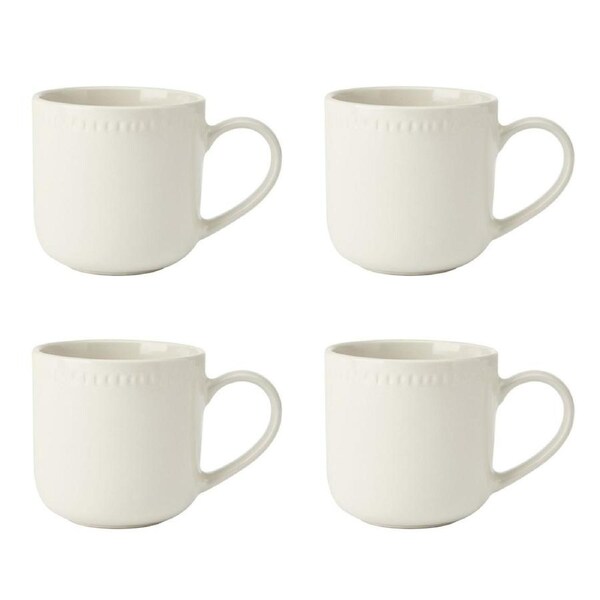 4pc Mikasa Cranborne Stoneware Everyday Dining Mug/Cup Set, 320ml - Cream