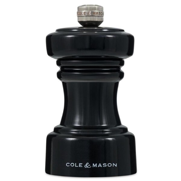 Cole & Mason Hoxton Black Gloss Kitchen Pepper Mill Seasoning Grinder 104mm