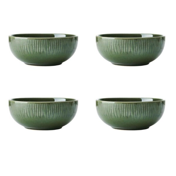 4pc Mikasa Jardin Stoneware Everyday Dining Cereal Bowl Set, 15cm- Green