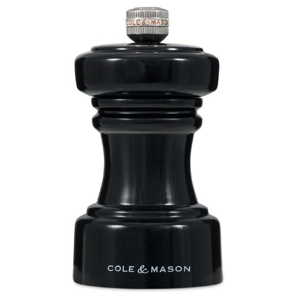 Cole & Mason Hoxton Black Gloss Kitchen Salt Mill Seasoning Grinder 104mm