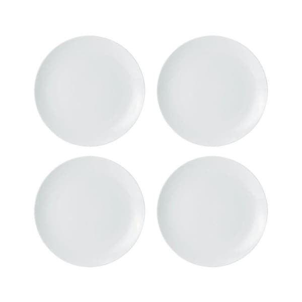 4pc Mikasa Chalk Kitchen Porcelain Side Plate Tableware Dining Set, 21cm, White