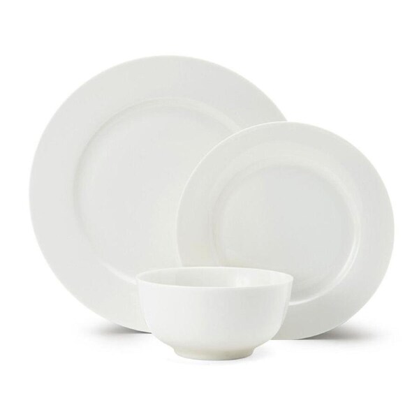 12pc Mikasa Egret Kitchen China Dinner Plates Bowls Dining Set - White