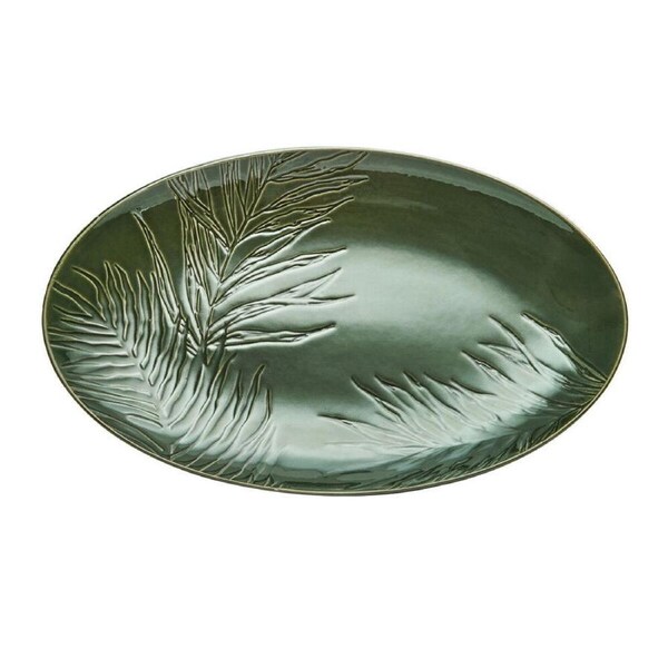 Mikasa Jardin Stoneware Everyday Dining Oval Serving Platter, 36cm - Green