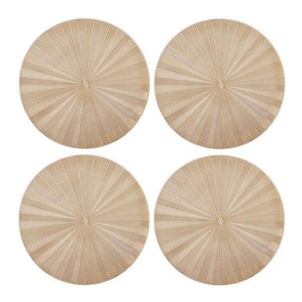 4pc Mikasa Round PU Gold Glimmer Dinning Table Placemat Set 38cm