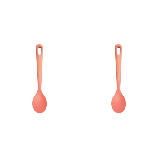2x eKu Upcycle Soft Grip Kitchen Solid Cooking Spoon Stirrer - Salmon Pink