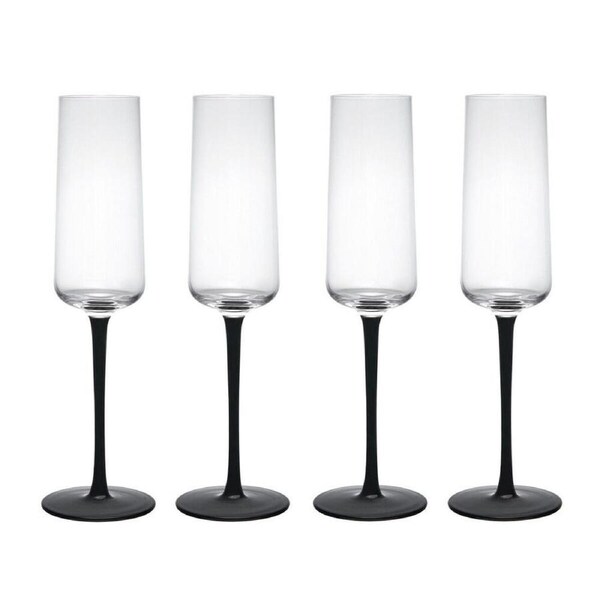 4pc Mikasa Palermo Crystal Champagne Flute Tableware Dining Set, 250ml