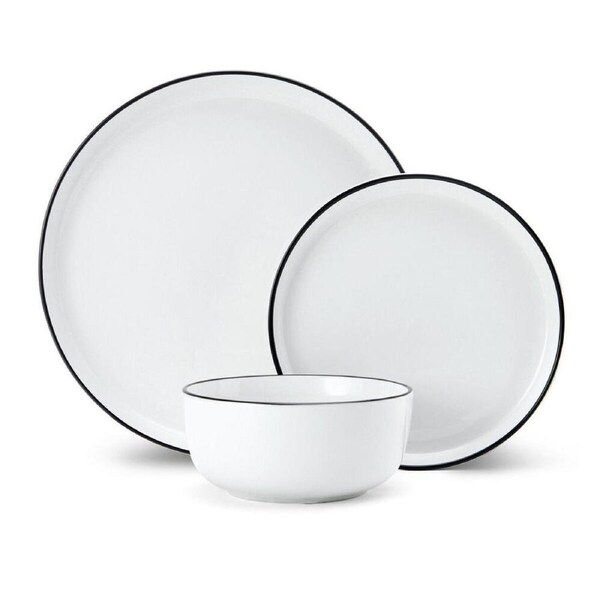 12pc Mikasa Limestone Kitchen Tableware Dining Porcelain Dinner Set, White