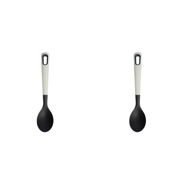 2x eKu Upcycle Soft Grip Kitchen Solid Cooking Spoon Stirrer - Caviar Black
