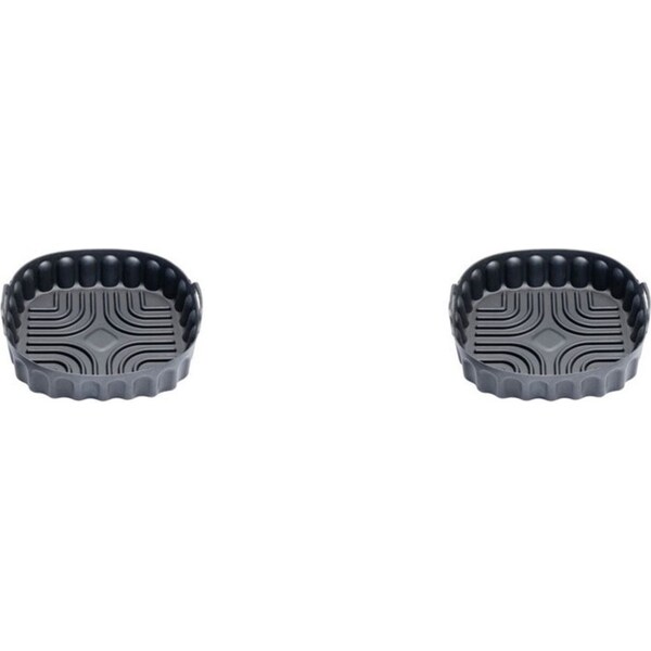 2x Cuisena Air Fryer/Oven/Microwave Reusable Silicone Square Basket Black 21cm