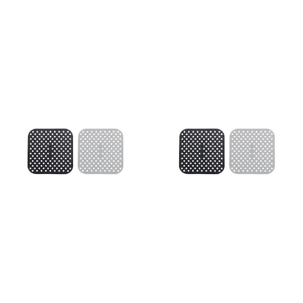 4pc Cuisena Air Fryer Silicone Reusable Square Mat Black and Grey 18.5cm