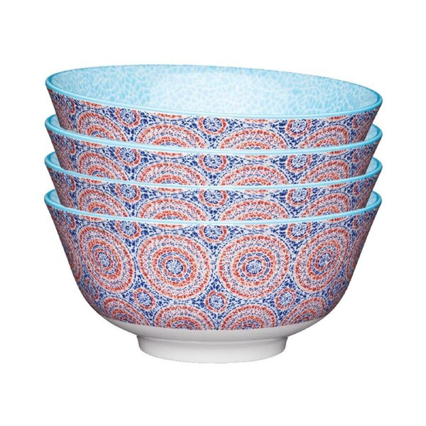 4x Mikasa Does it All Dining Tableware Glazed Bowl 15.7cm - Mosaic