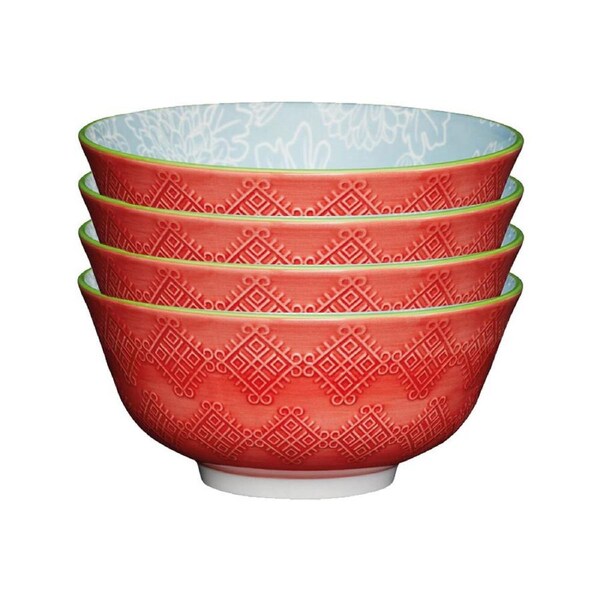 4x Mikasa Does it All Dining Tableware Glazed Bowl 15.7cm - Grey Floral