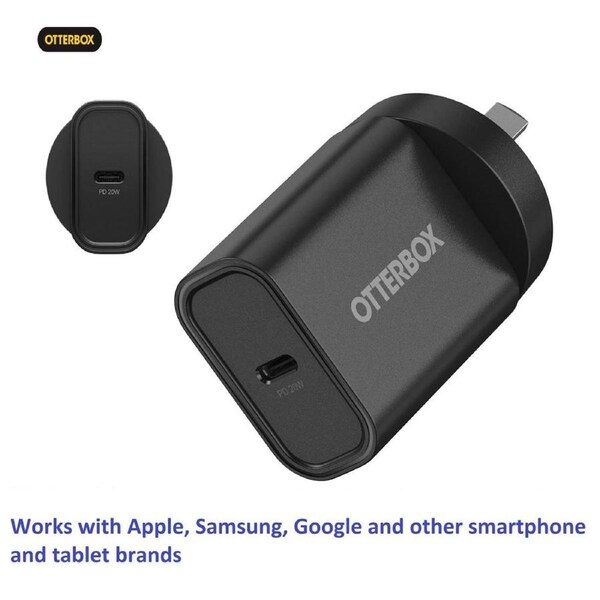 OtterBox 20W USB-C (Type I) PD Fast Wall Charger - Black (78-81350), Compact