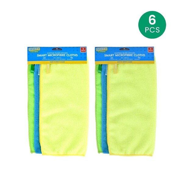 6 Pcs Spiffy 30cm Labelled Microfibre Cloths