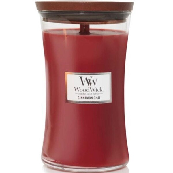 WoodWick Cinnamon Chai Large Candle Crackles As It Burns 610G Hourglass