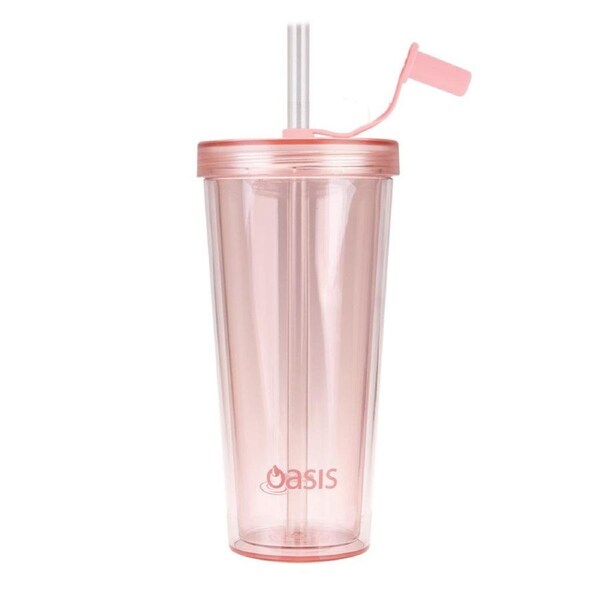 Oasis S/S D/W Ins Smoothie Tumbler W/Straw 520ml - Strawberry