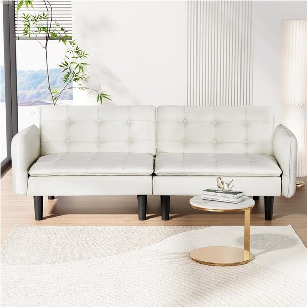 Artiss 3 Seater Sofa Bed Couch Lounge Convertible Tufted Linen Beige